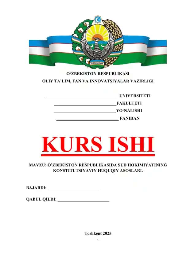 O'zbekiston Respublikasida Sud Hokimiyatining Konstitutsiaviy Huquqiy Asoslari