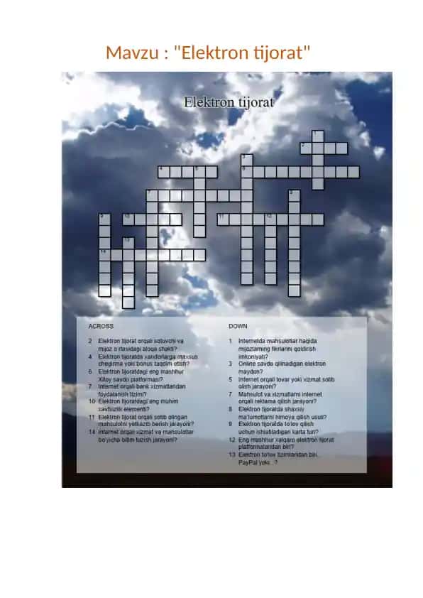 Elektron tijorat krosword
