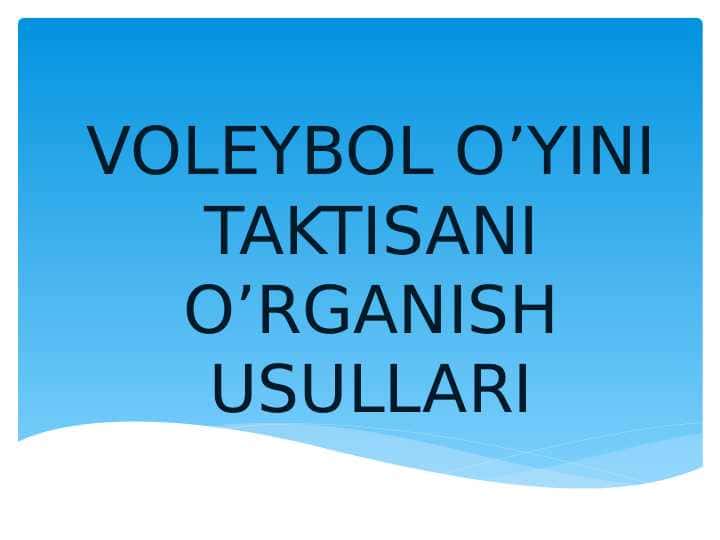 VOLEYBOL O’YINI QOIDALARI VA MAYDON O’LCHAMLARI