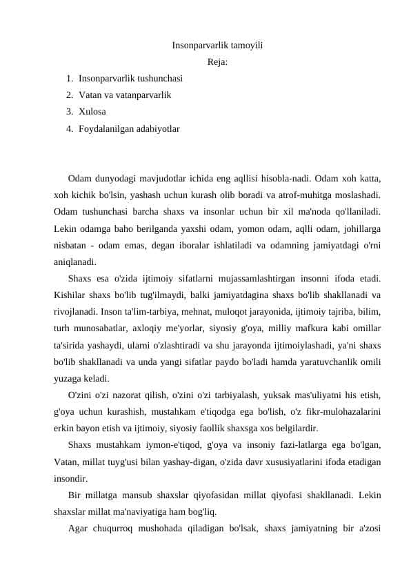 Insonparvarlik tamoyili