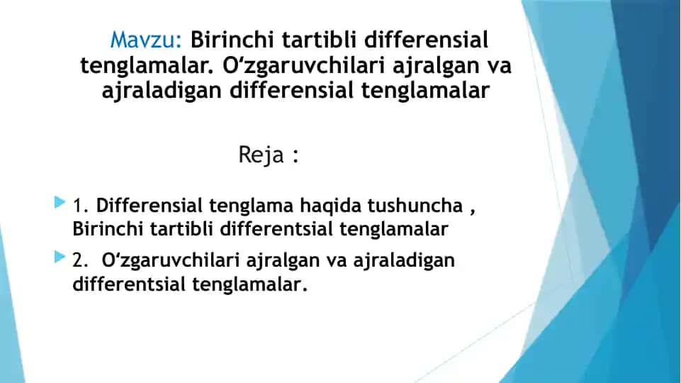 Birinchi tartibli differensial tenglamalar