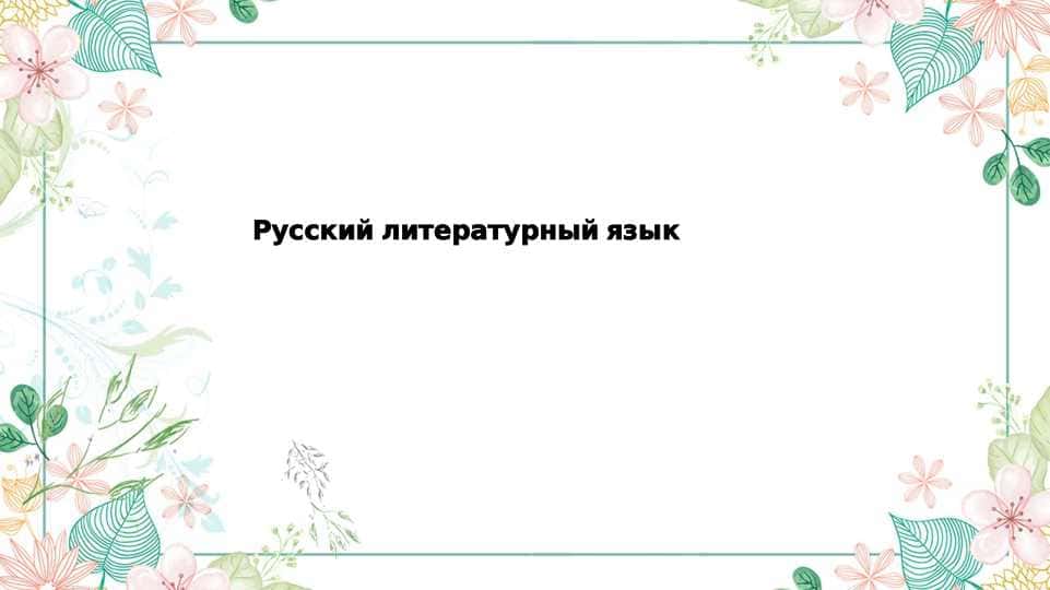 Русский литературный язык