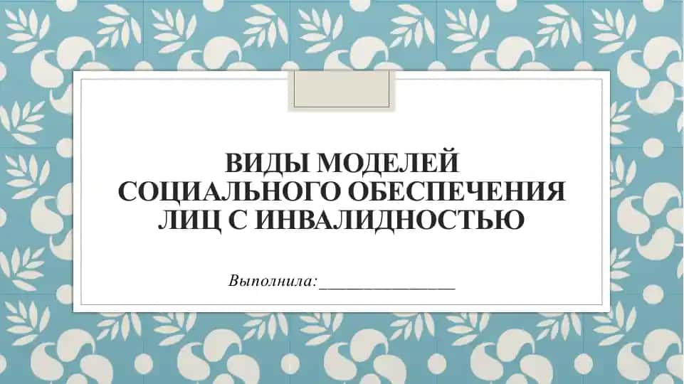Виды моделей социального обеспечения лиц с инвалидностью