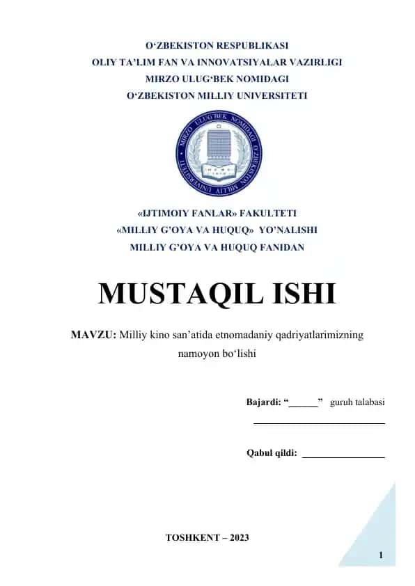 Milliy Kino San'ati va Etnomadaniyat