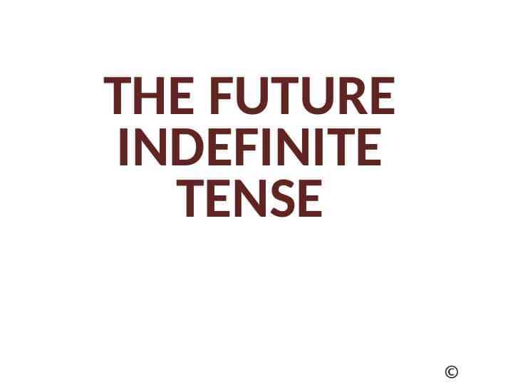 THE FUTURE INDEFINITE TENSE