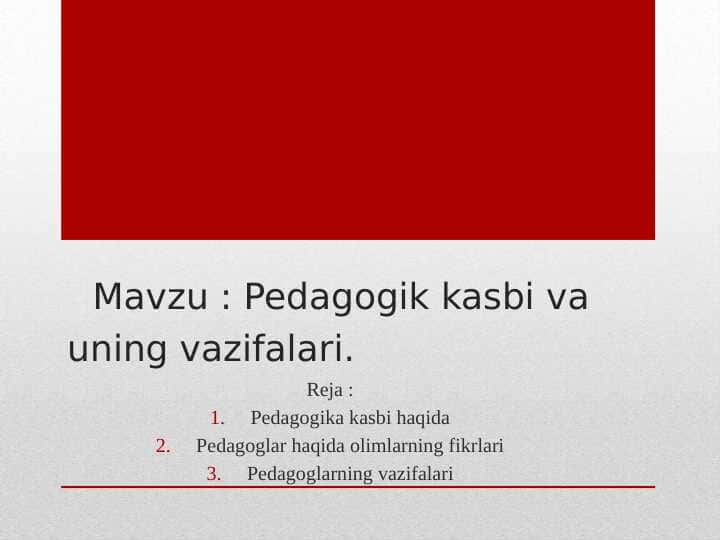 Pedagogik kasbi va uning