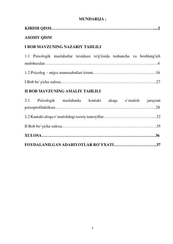 Psixologik maslahatlar texnikasi to'g'risida tushuncha va boshlang'ich mulohazalar