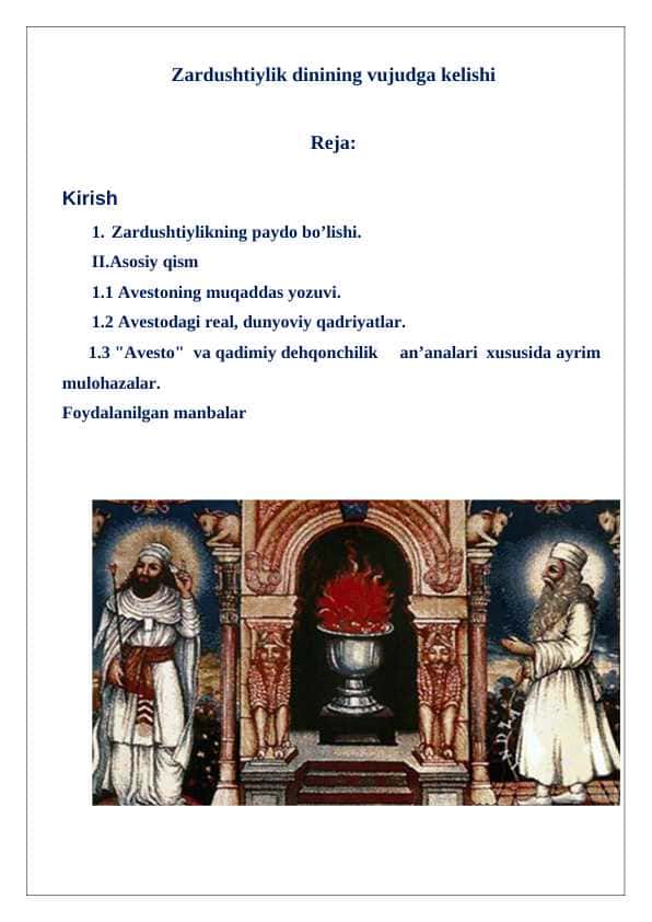 Zardushtiylik dinining vujudga kelishi