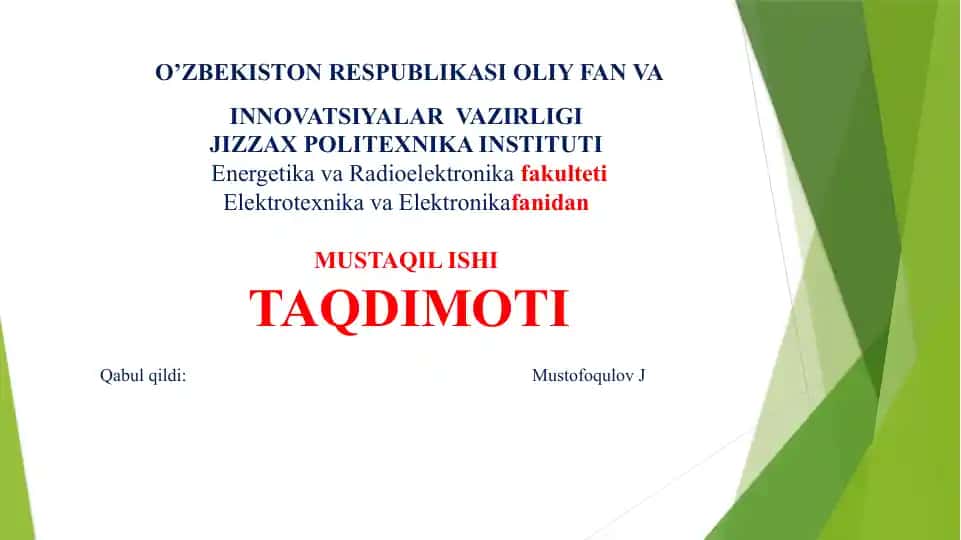 0‘zgarmas tok mashinasining generator rejimda ishlashi