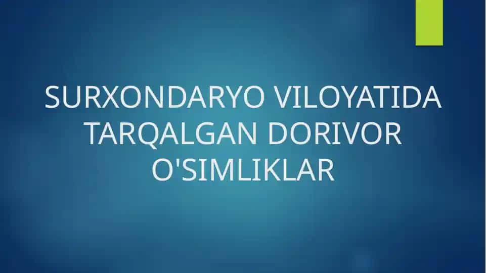 Surxandaryo Dorivoro o'simliklari
