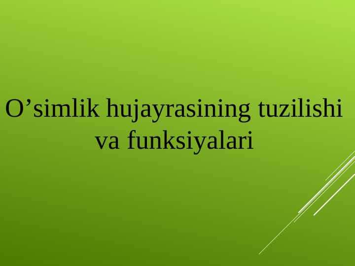 O’simlik hujayrasining tuzilishi va funksiyalari