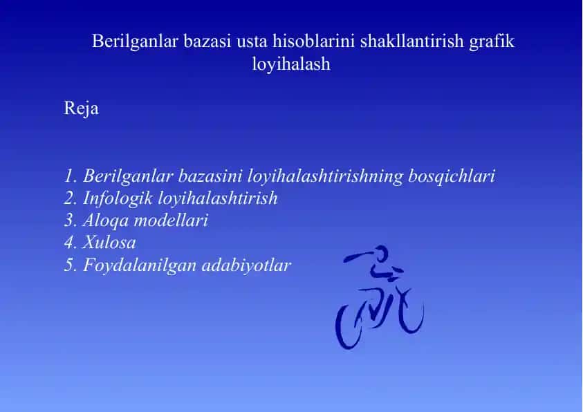 Berilganlar bazasi usta hisoblarini shakllantirish grafik loyihalash 22