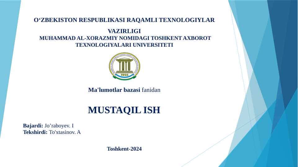 Relyatsion ma'lumotlar modeli. Ma'lumotlar bazasida munosabatlar