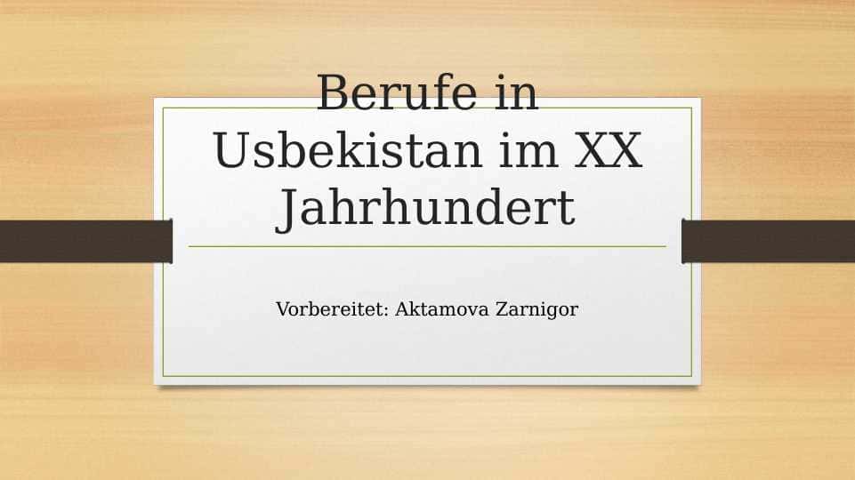 Berufe in Usbekistan im XX Jahrhundert