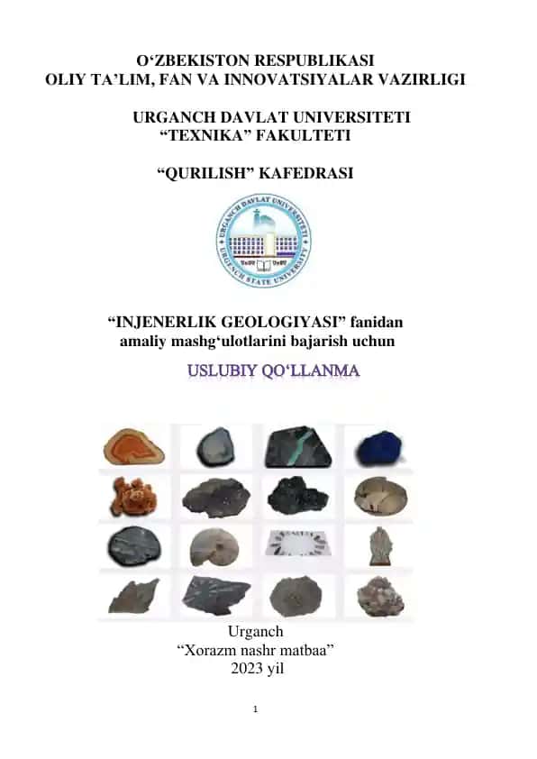 Injenerlik geologiyasi fanidan uslubiy qo'llanma