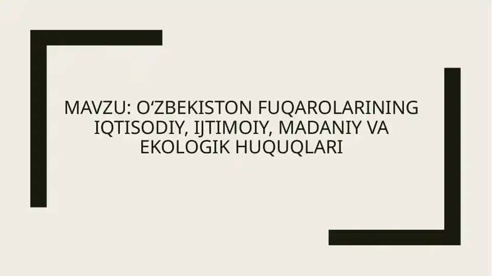 Oʻzbekiston Fuqarolarining Iqtisodiy, Ijtimoiy, Madaniy va Ekologik Huquqlari