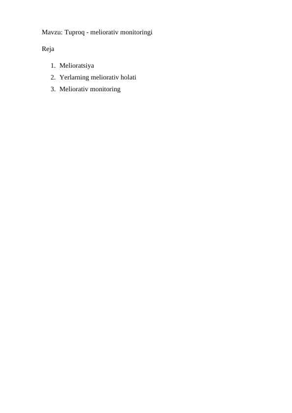 Tuproq - meliorativ monitoringi