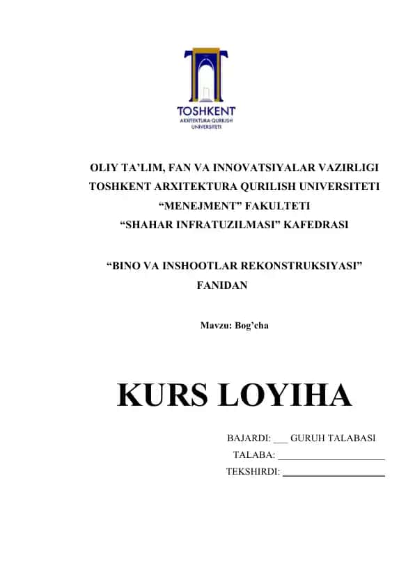 Bog’cha loyihasini tayyorlash