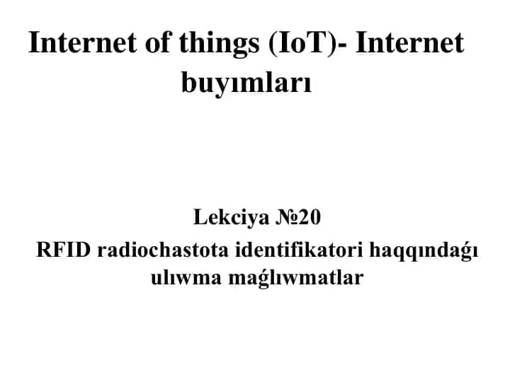 RFId radiochastotali identifikatsiya