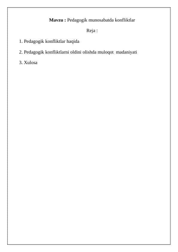 Pedagogik munosabatda konfliktlar
