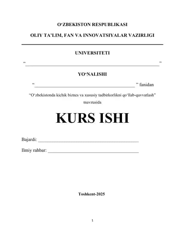 kurs ishi kichik bisnes
