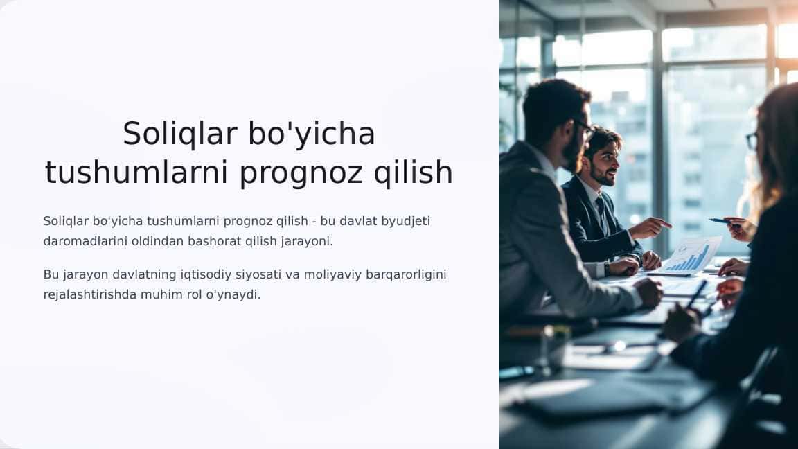 Soliqlar bo'yicha tushumlarni prognoz qilish