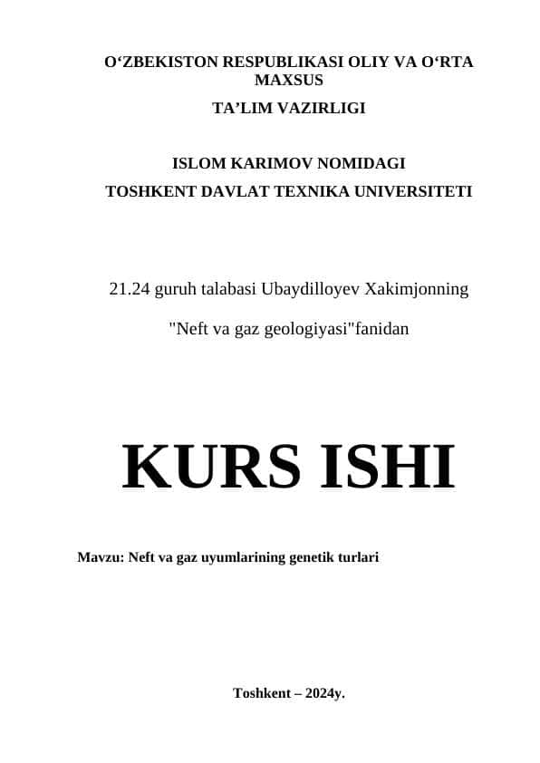 Neft va gaz uyumlarining genetik turlari