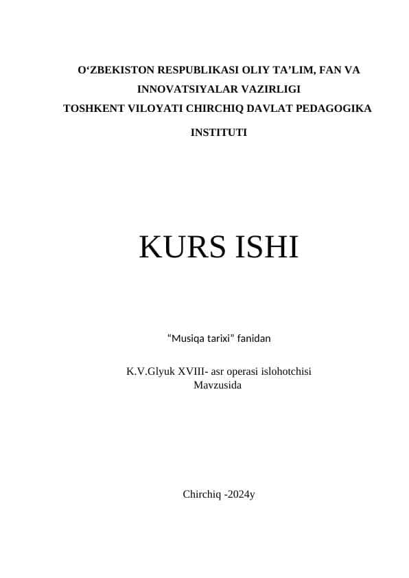 K.V.Glyuk XVIII- asr operasi islohotchisi