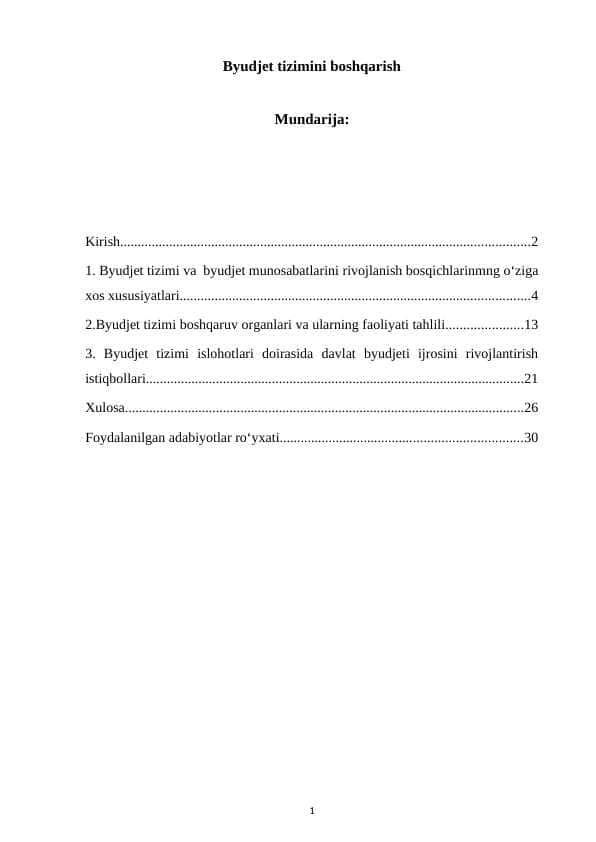 Byudjet tizimini boshqarish