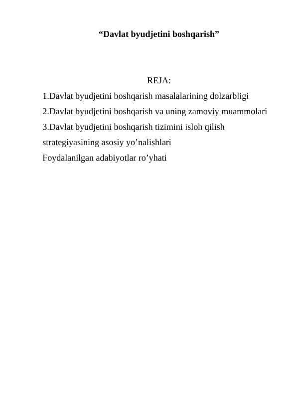 Davlat byudjetini boshqarish