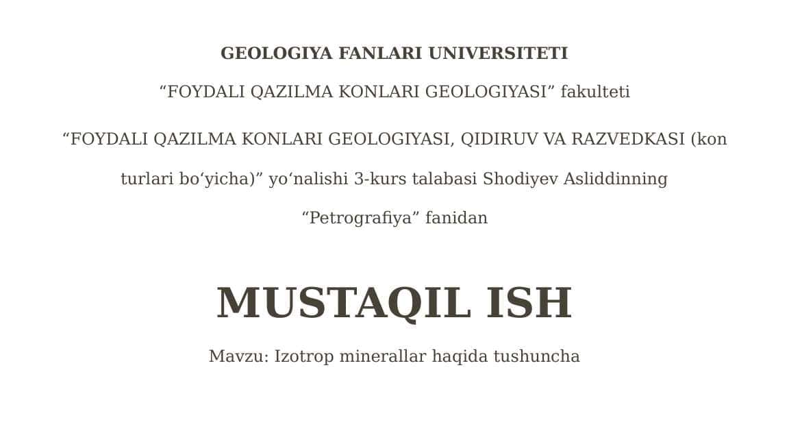 Izotrop minerallar haqida tushuncha