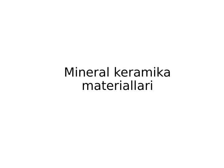 Mineral keramika materiallari