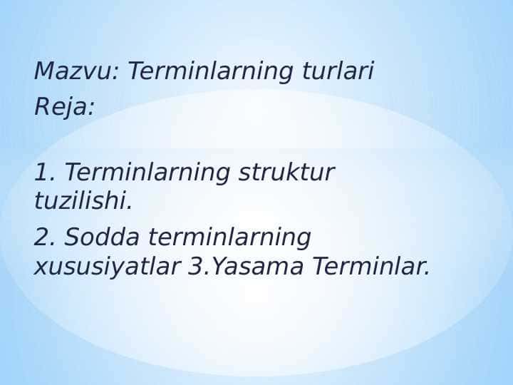 Terminlarning turlari