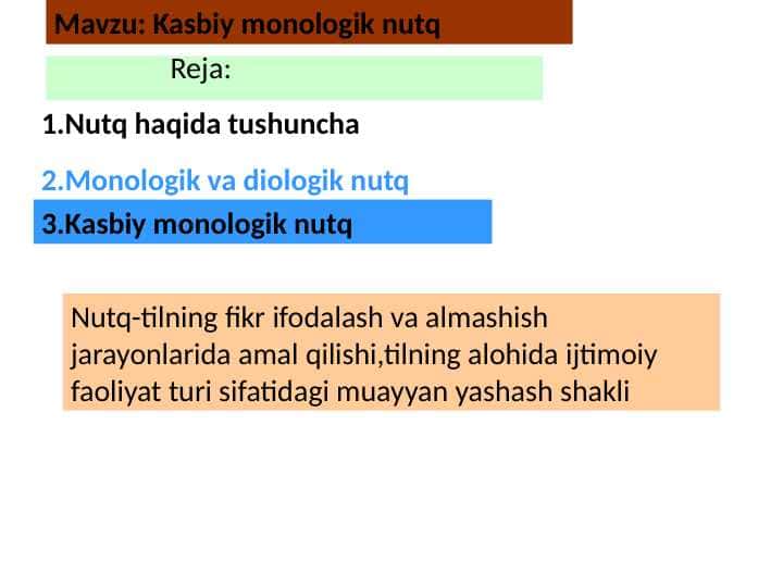 Kasbiy monologik nutq