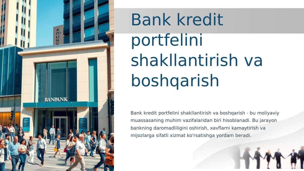 Bank kredit portfelini shakllantirish va boshqarish