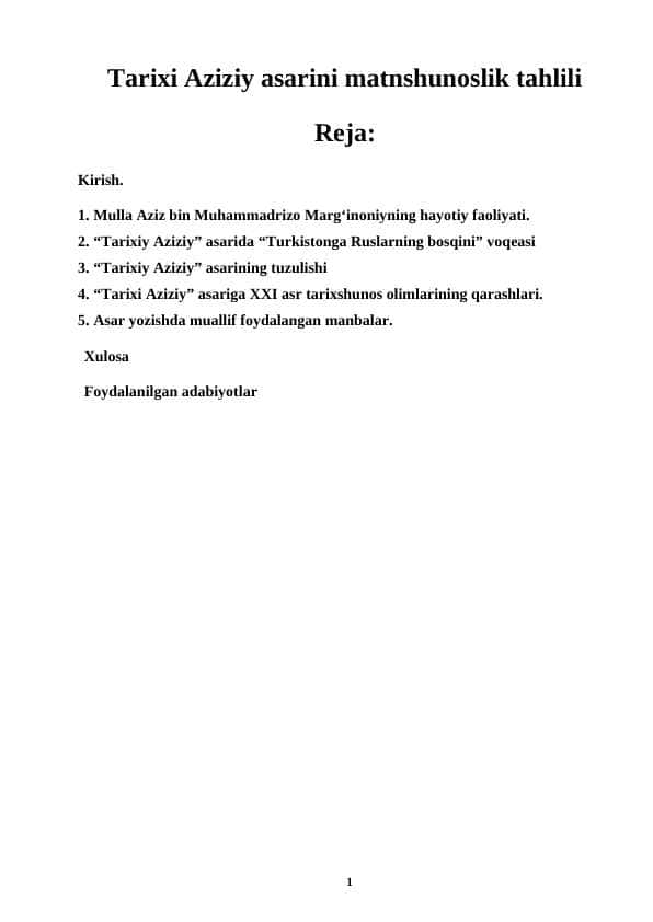 Tarixi Aziziy asarini matnshunoslik tahlili