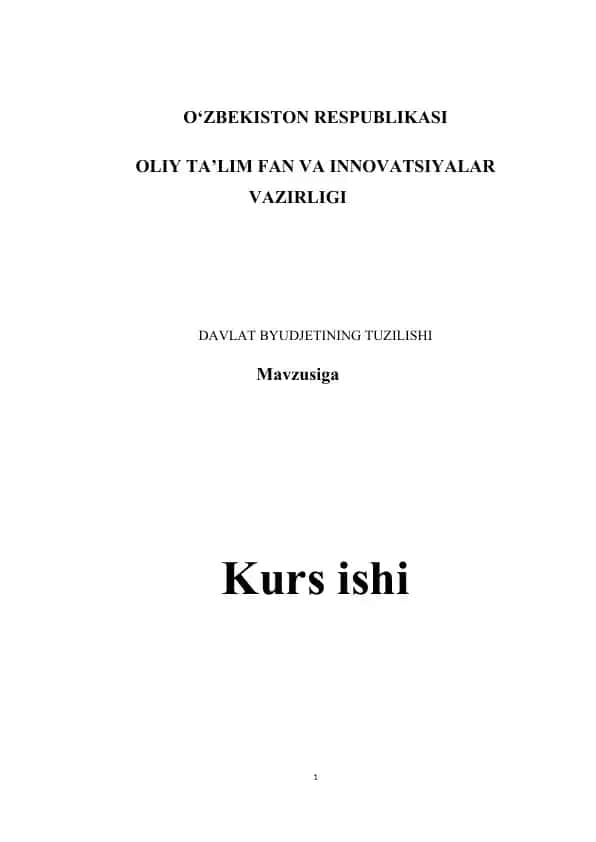 DAVLAT BYUDJETINING TUZILISHI