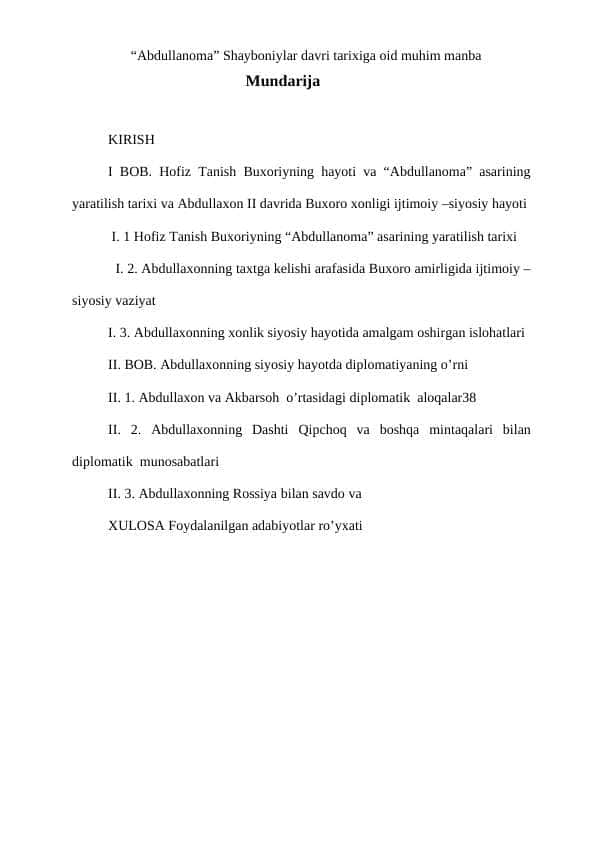 “Abdullanoma” Shayboniylar davri tarixiga oid muhim manba 24