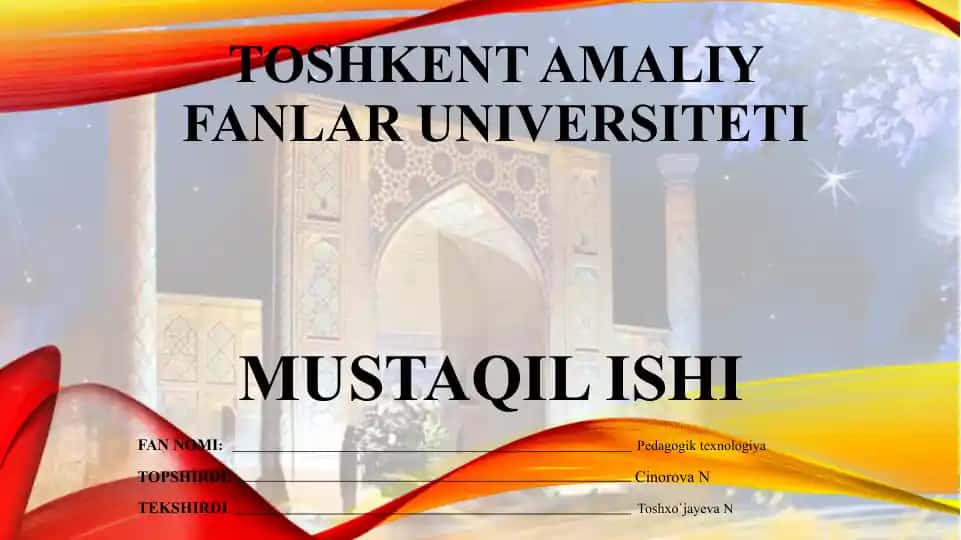 Grafikani tashkil etuvchilar asosida ta`lim oluvchilarning mustaqil faoliyatini yo`lga qo`yish