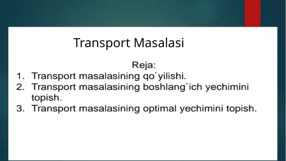 Transport Masalasi