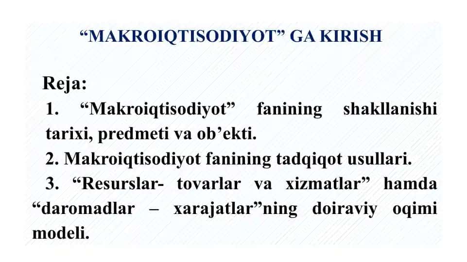Makroiqtisodiyot ga kirish