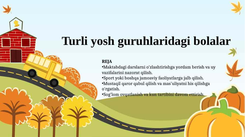Turli yosh guruhlaridagi bolalar