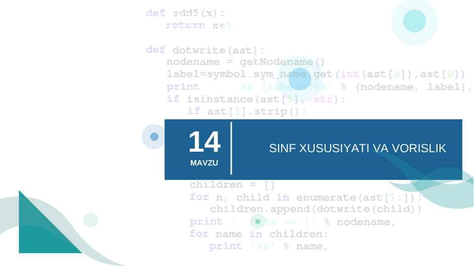 Sinf xususiyati va vorislik