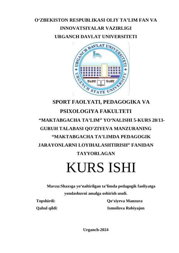 Shaxsga yo‘naltirilgan ta’limda pedagogik faoliyatga yondashuvni amalga oshirish usuli.