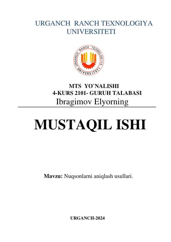 Nuqsonlarni aniqlash usullari