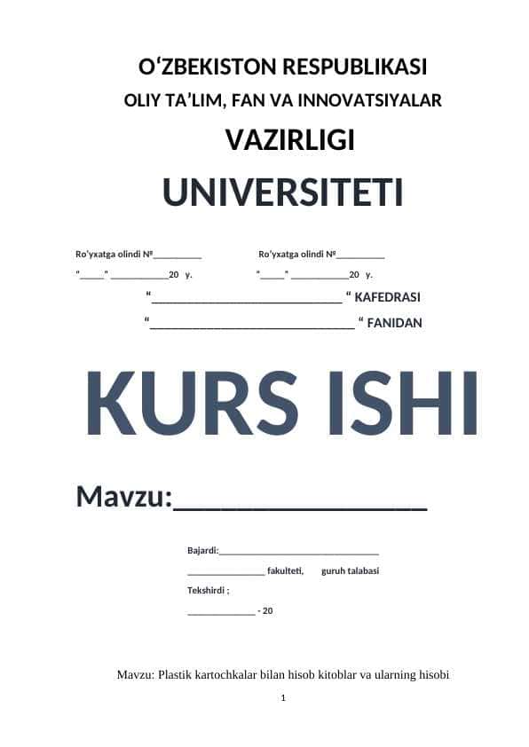Plastik kartochkalar bilan hisob kitoblar va ularning hisobi