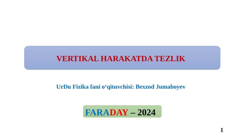 Vertikal harakatda tezlik