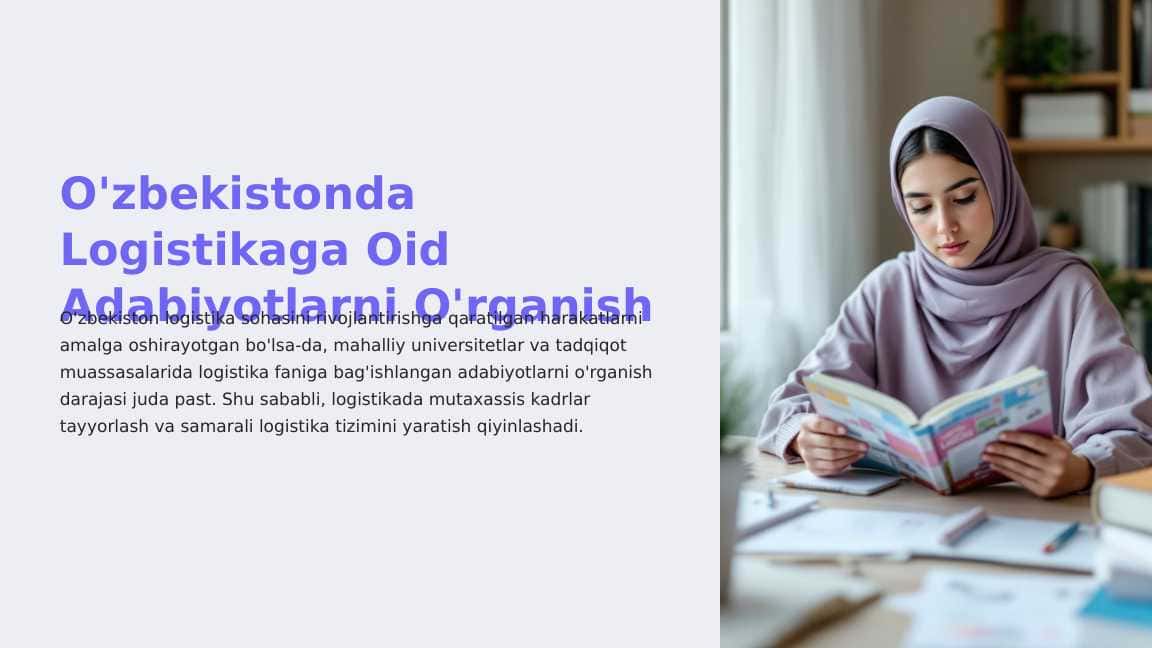 O'zbekistonda Logistikaga Oid Adabiyotlarni O'rganish