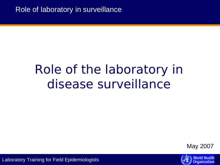 Role of the laboratory in disease surveillance
