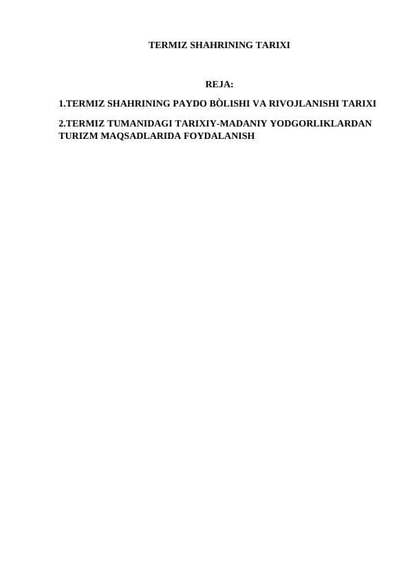 TERMIZ SHAHRINING TARIXI